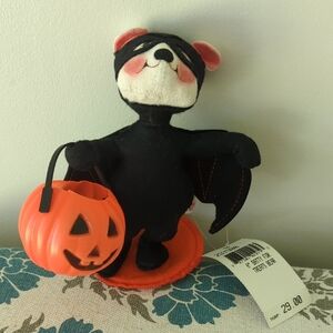 Nwt Halloween Black and Orange Bear Decoration